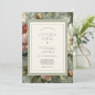 Peonies roses et blanches Élégante invitation de m