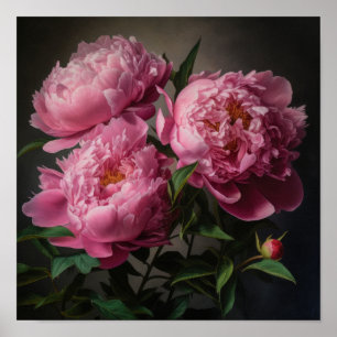 Peonies roses Flower Art Imprimer Poster
