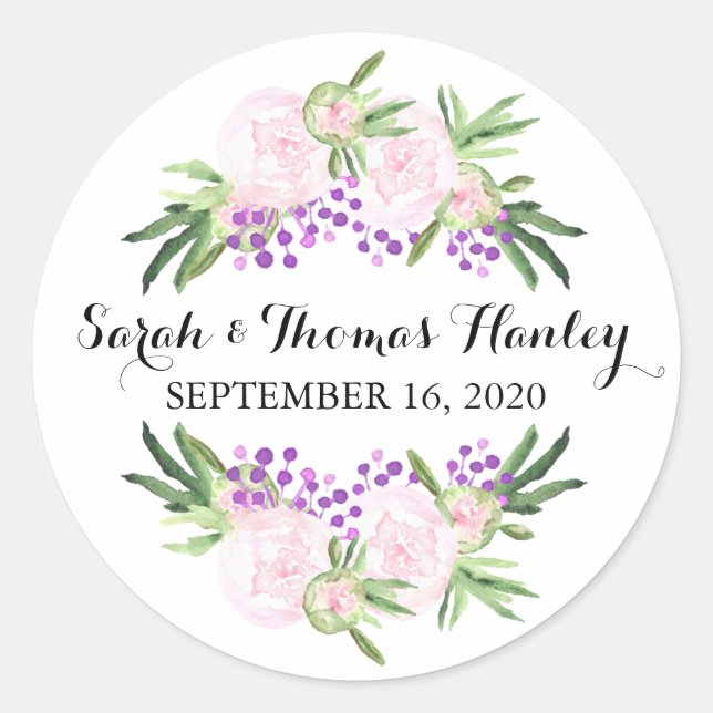 Peonies roses I Sticker Mariage Floral (Devant)