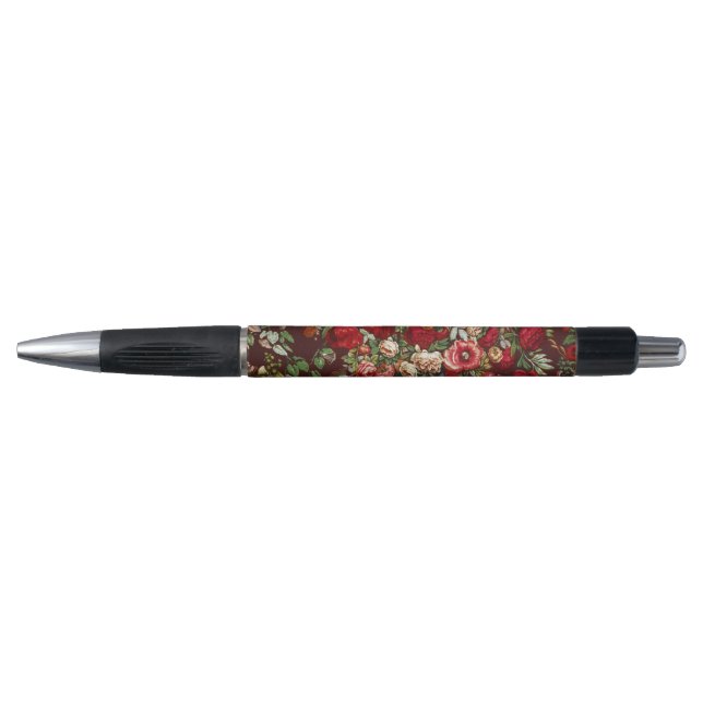 Peonies & Roses,Vintage Chintz Floral Pattern Pen (Front)