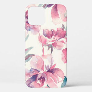 Peonies Seamless Pattern. Watercolor Background.  iPhone 12 Case