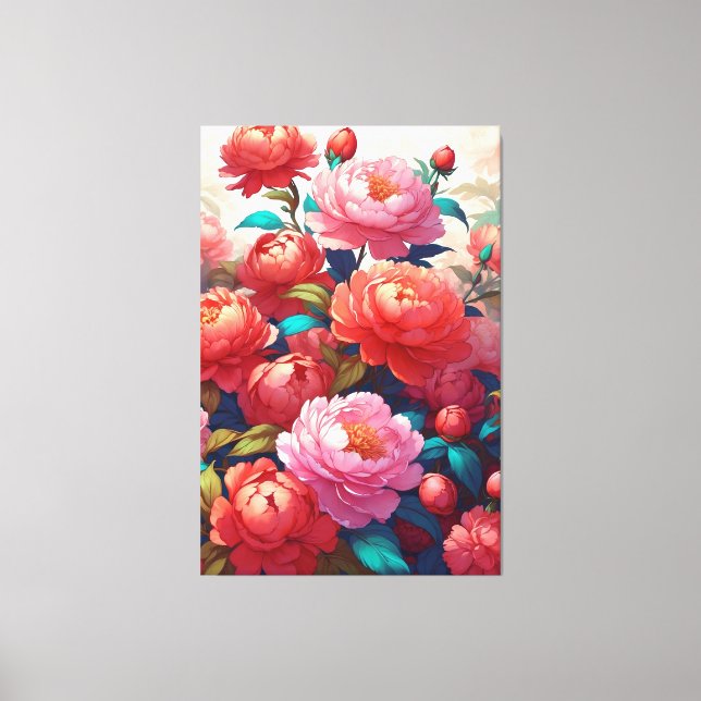 Peonies Stretched Canvas Print (Front)