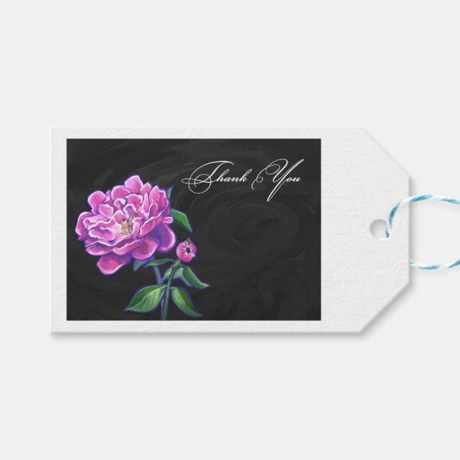 Peonies Thank You Gift Tags (Front (Horizontal))