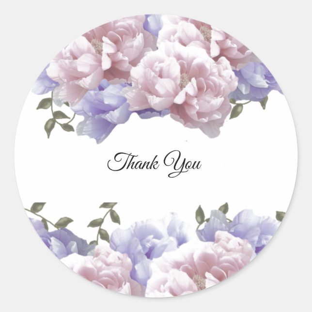 Peonies Thank You Round Sticker (Front)