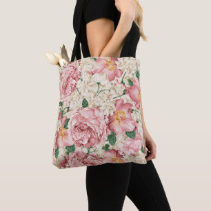 Peonies vintages et Hydrangeas Sac fourre-tout Mot