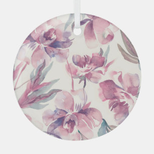Peonies watercolor: seamless floral background. glass ornament