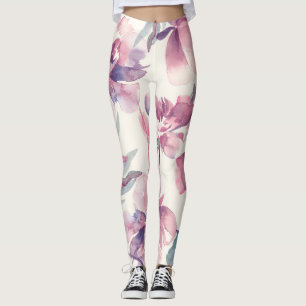 Peonies watercolor: seamless floral background. leggings