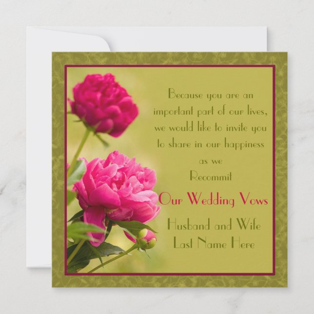 Peonies Wedding Renewal Invitation (Front)