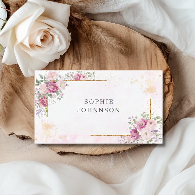 Peonies with gold frame business card (Creator Uploaded)
