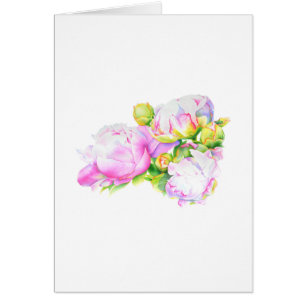 Peonis, rose, blanc, aquarelle peinture florale