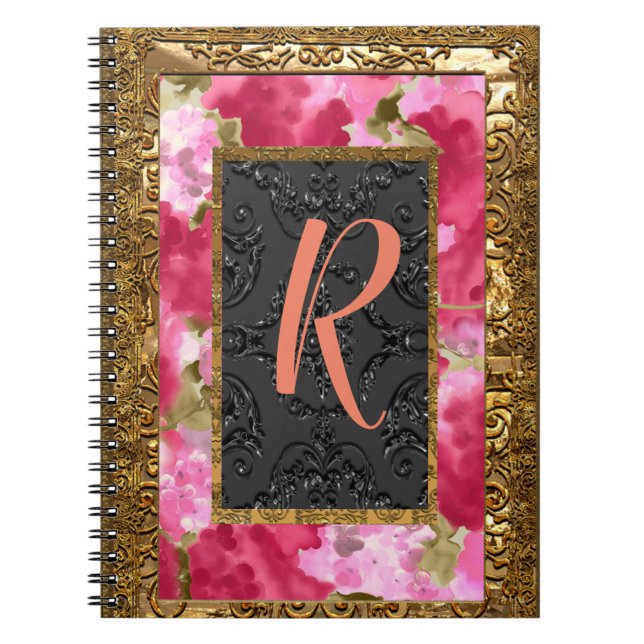 Peoniste Floral Old Book Style  Monogram (Front)