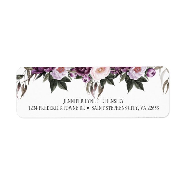 Peonues de prune rose violet Adresse de retour| (Devant)