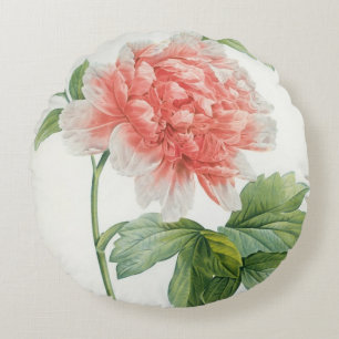 Peony, 1799 (colour stipple print) round pillow