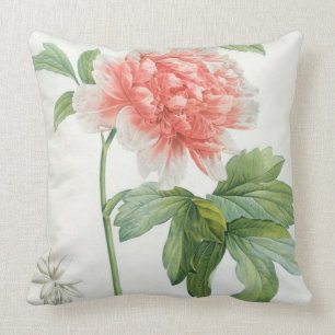 Peony, 1799 (colour stipple print) throw pillow