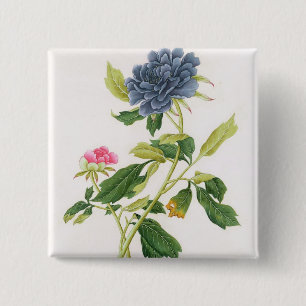 Peony 2 Inch Square Button