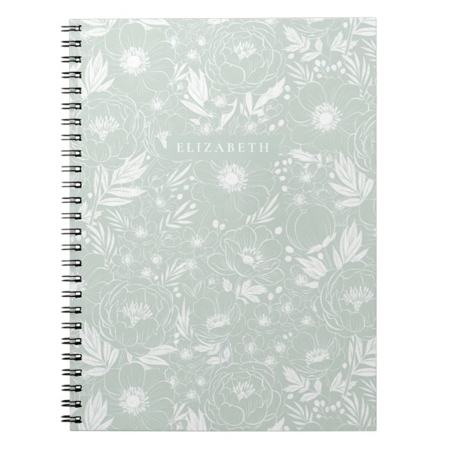 Peony And Anemone Illustrated Floral Notebook (Front)