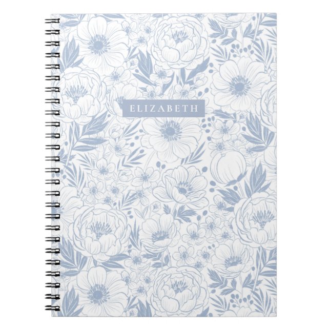 Peony And Anemone Illustrated Floral Notebook (Front)