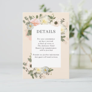 Peony and Anemone Wedding Blush Details Enclosure Card