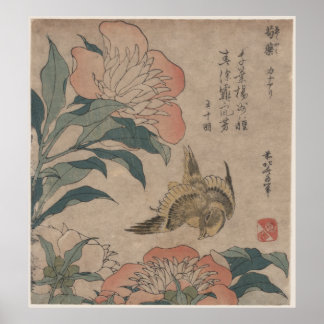 Peony and Canary by Katsushika Hokusai Poster