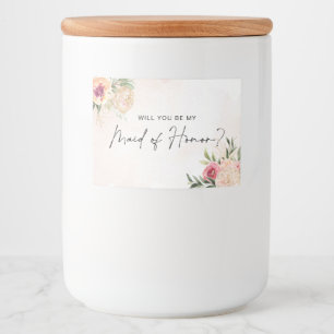 Peony and Gold Bloom Maid of Honor Candle Label