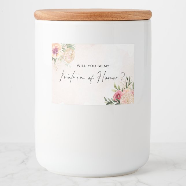 Peony and Gold Bloom Matron of Honor Candle Label (Front)