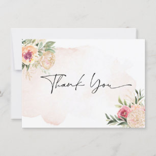 Peony and Gold Bloom Thank you Card