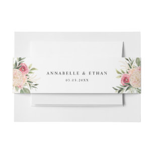 Peony and Gold Foil Bloom Belly Band Invitation Belly Band