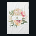 Peony and Gold Foil Bloom Monogram Name Kitchen Towel<br><div class="desc">Designed to coordinate with our Peony Bloom Monogram collection, this customizable tea towel features luscious pink and gold peony flowers with green foliage. For more advanced customization of this design, e.g. changing layout, font or text size please click the "CUSTOMIZE" button above. Please note, gold foil is a printed effect...</div>