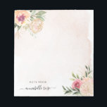 Peony and Gold Foil Bloom Notepad<br><div class="desc">Designed to coordinate with our Peony and Gold collection, this customizable matching personalisable notepad features luscious pink and gold peony flowers with green foliage on a watercolour background. For more advanced customization of this design, e.g. changing layout, font or text size please click the "CUSTOMIZE" button above. Please note, gold...</div>
