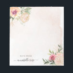 Peony and Gold Foil Bloom Notepad<br><div class="desc">Designed to coordinate with our Peony and Gold collection, this customizable matching personalisable notepad features luscious pink and gold peony flowers with green foliage on a watercolour background. For more advanced customization of this design, e.g. changing layout, font or text size please click the "CUSTOMIZE" button above. Please note, gold...</div>