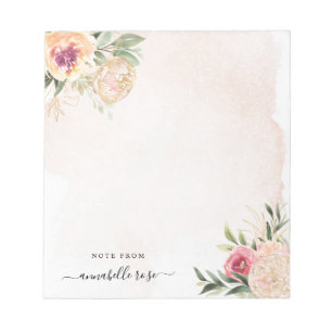 Peony and Gold Foil Bloom Notepad
