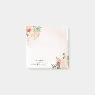 Peony and Gold Foil Bloom  Post-it Notes