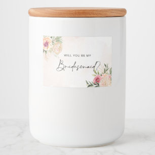 Peony and Gold Foil Blooms Bridesmaid Candle Label
