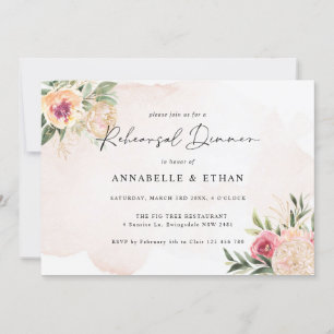 Peony and Gold Foil Blooms Rehearsal Dinner