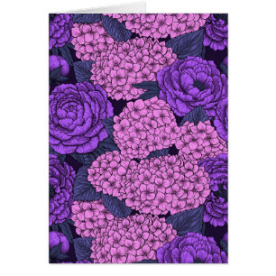 Peony and hydrangea in pink and violet