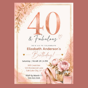 Peony and Perfume Fabulous 40th Birthday Invitation
