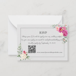 Peony and Rose Greenery  QR Code RSV Card