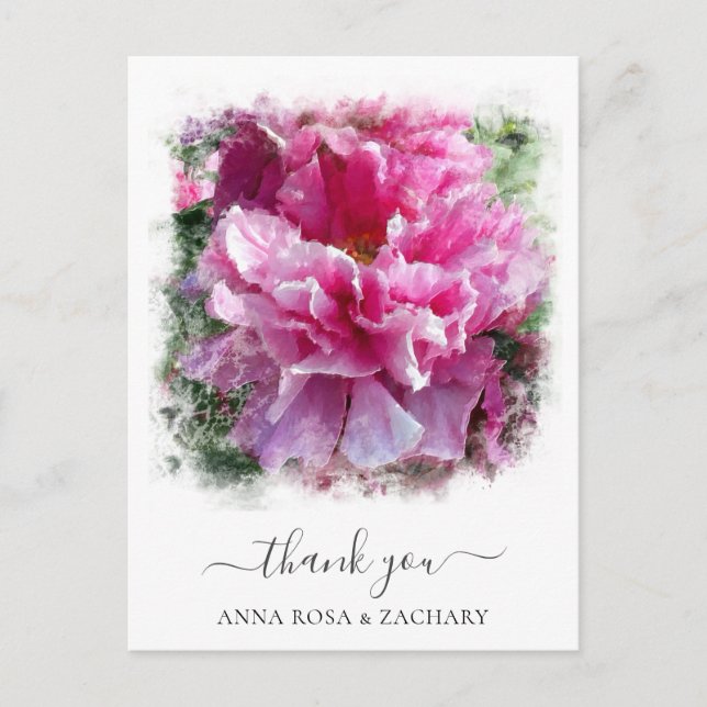 *~* Peony artistique Merci floral AR1 Carte postal (Devant)