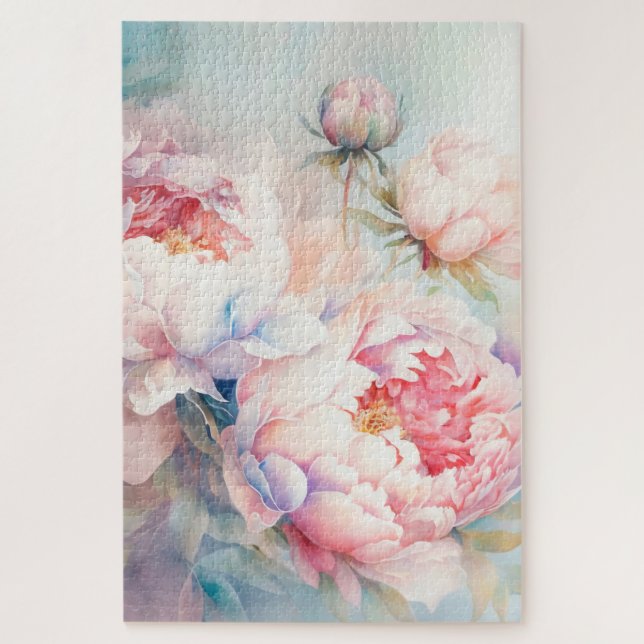 PEONY beautiful challenging floral family puzzle (Vertical)