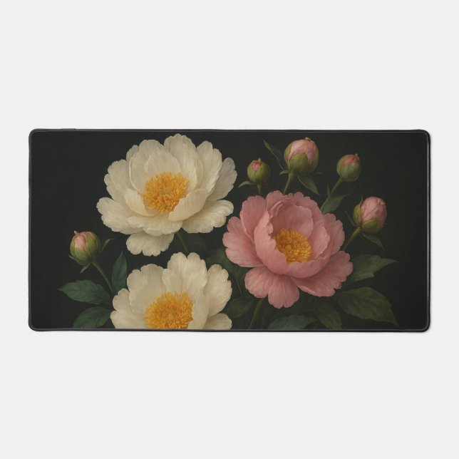 Peony Bloom Desk Mat (Front)