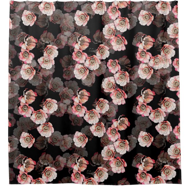 Peony Bloom Floral Black Pattern (Front)