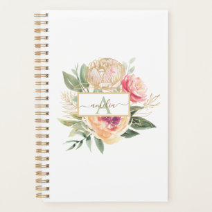 Peony Bloom monogram name Planner