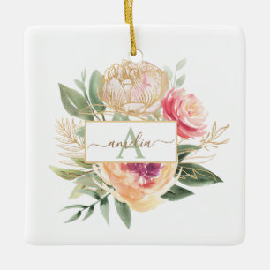 Peony Bloom nom monogramme Céramique Décoration