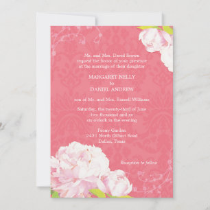 Peony Blooms Pink Wedding Invitation