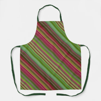 Peony Blossom Pink and Green Stripe Apron