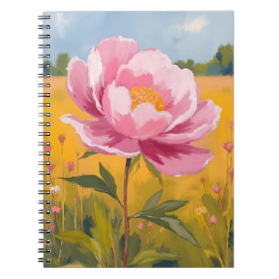 Peony Blossom   Pink Flower Field Watercolor Notebook