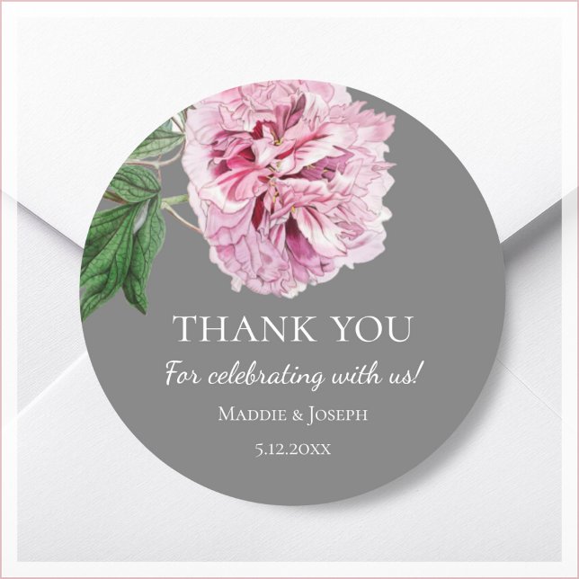 Peony Blush Wedding Thank You Stickers (Creator Uploaded)