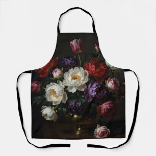 Peony Bouquet Baroque Still Life Apron