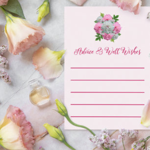 Peony Bouquet Bridal Shower Advice Card