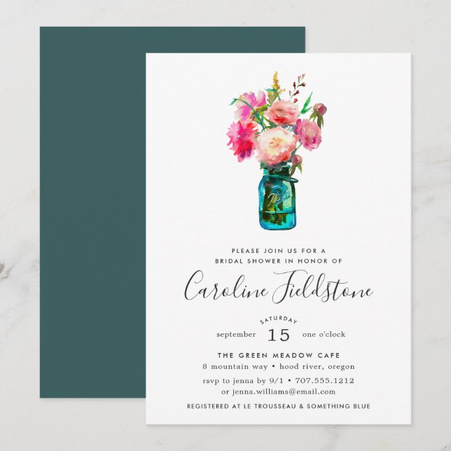 Peony Bouquet Bridal Shower Invitation (Front/Back)
